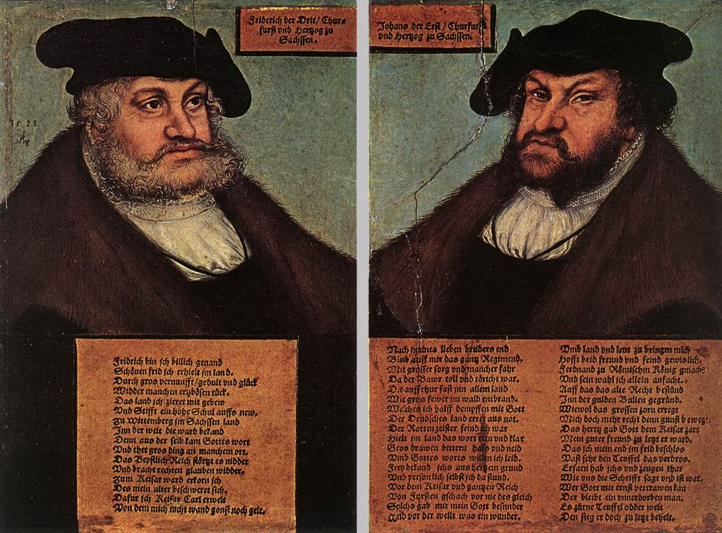 CRANACH, Lucas the Elder Portraits of Johann I and Frederick III the wise, Electors of Saxony dfg